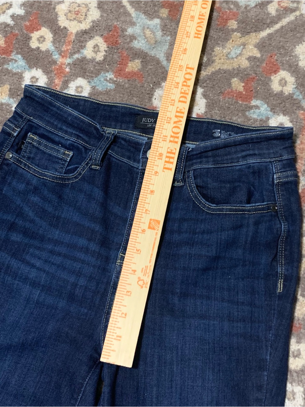 JUDY BLUE High Waist Raw Hem Dark Wash Flare Jeans 7/28 - Picture 9 of 14